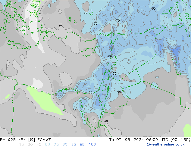 RH 925 hPa ECMWF Tu 07.05.2024 06 UTC