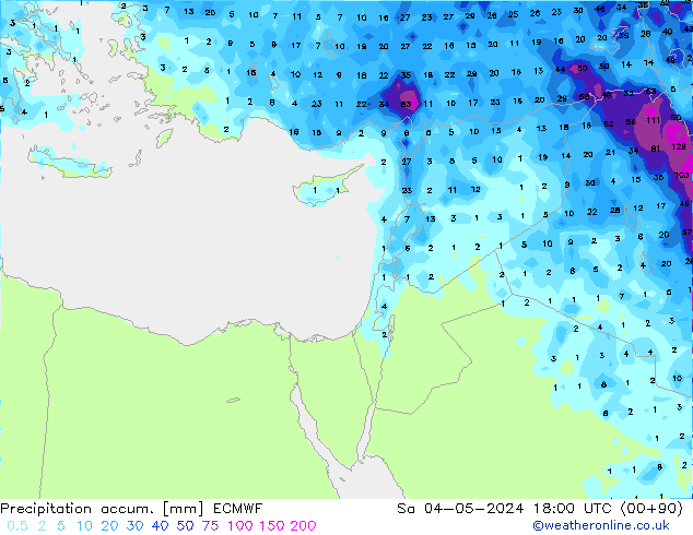 Precipitation accum. ECMWF So 04.05.2024 18 UTC