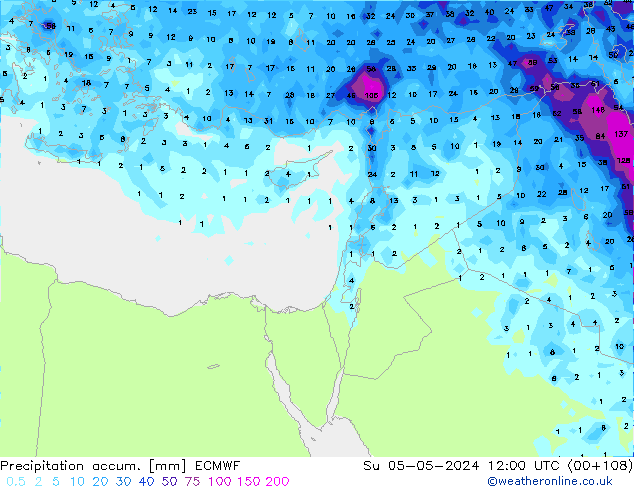 Precipitation accum. ECMWF Dom 05.05.2024 12 UTC