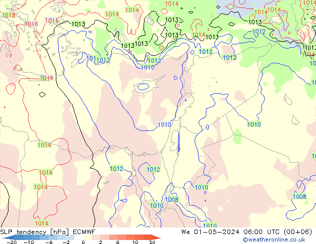 Tendencia de presión ECMWF mié 01.05.2024 06 UTC