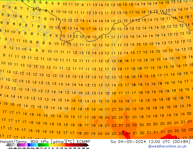 Z500/Yağmur (+YB)/Z850 ECMWF Cts 04.05.2024 12 UTC