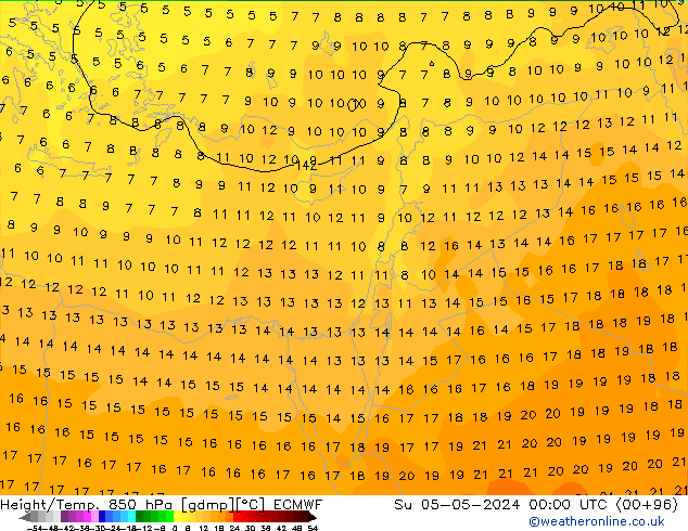 Height/Temp. 850 hPa ECMWF Su 05.05.2024 00 UTC