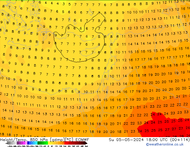 Z500/Regen(+SLP)/Z850 ECMWF zo 05.05.2024 18 UTC