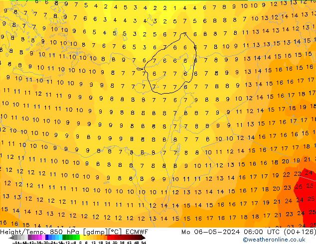 Height/Temp. 850 hPa ECMWF lun 06.05.2024 06 UTC