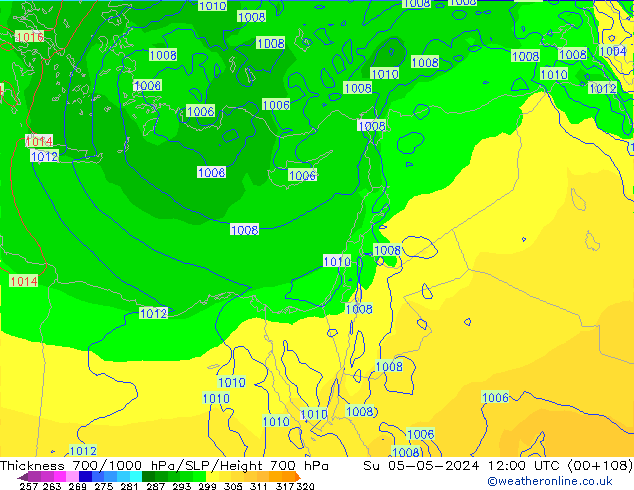 Thck 700-1000 hPa ECMWF Su 05.05.2024 12 UTC