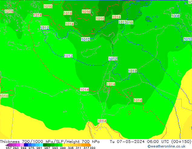 Thck 700-1000 hPa ECMWF Tu 07.05.2024 06 UTC