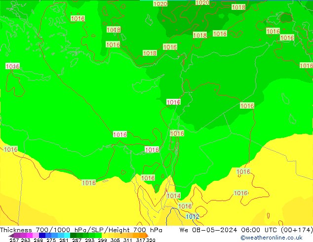 Thck 700-1000 hPa ECMWF We 08.05.2024 06 UTC