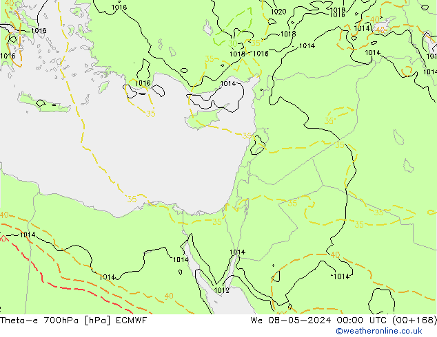 Theta-e 700hPa ECMWF We 08.05.2024 00 UTC