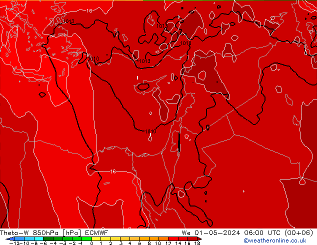 Theta-W 850hPa ECMWF mié 01.05.2024 06 UTC