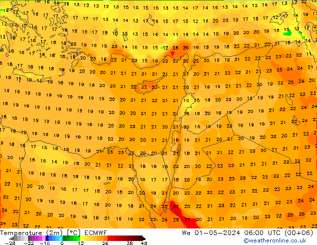 Temperatura (2m) ECMWF mié 01.05.2024 06 UTC