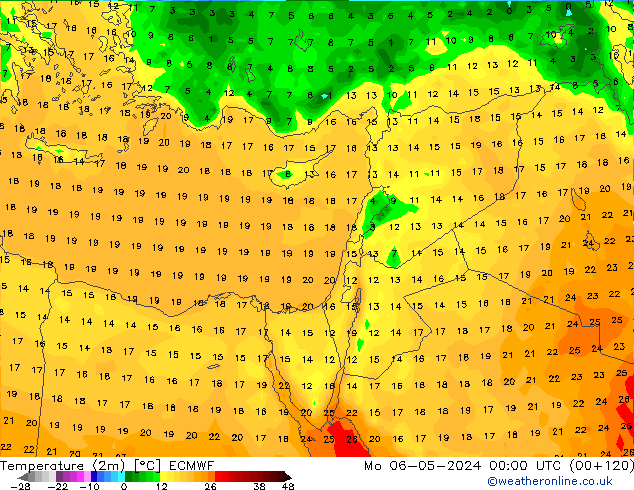 карта температуры ECMWF пн 06.05.2024 00 UTC