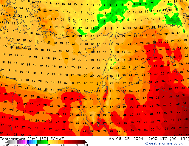 Temperature (2m) ECMWF Mo 06.05.2024 12 UTC