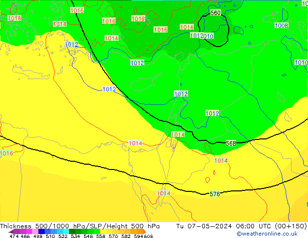 Thck 500-1000hPa ECMWF Tu 07.05.2024 06 UTC