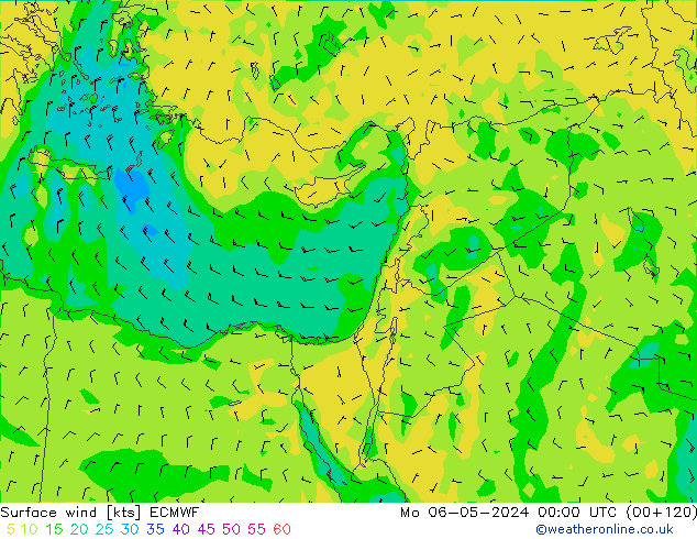 ветер 10 m ECMWF пн 06.05.2024 00 UTC