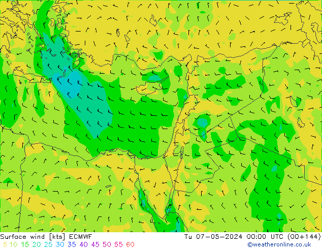 Vento 10 m ECMWF mar 07.05.2024 00 UTC