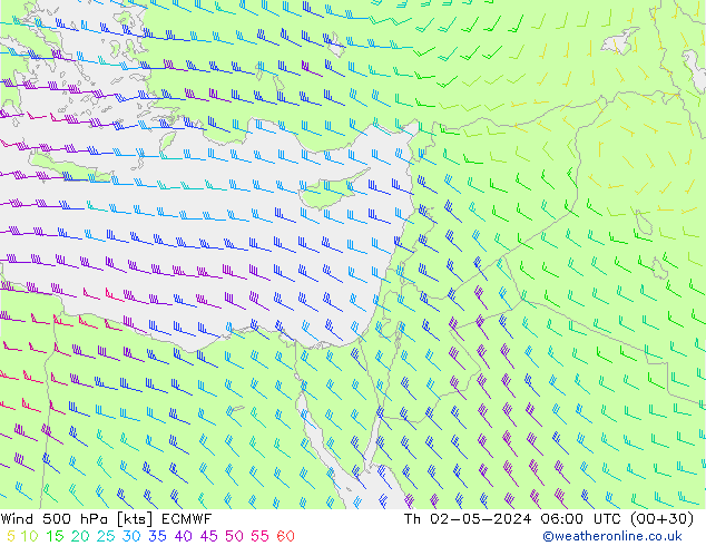 Wind 500 hPa ECMWF Th 02.05.2024 06 UTC