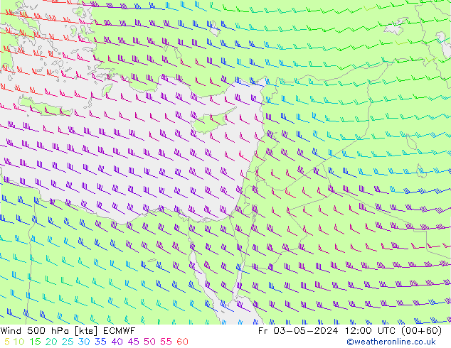 Wind 500 hPa ECMWF Fr 03.05.2024 12 UTC