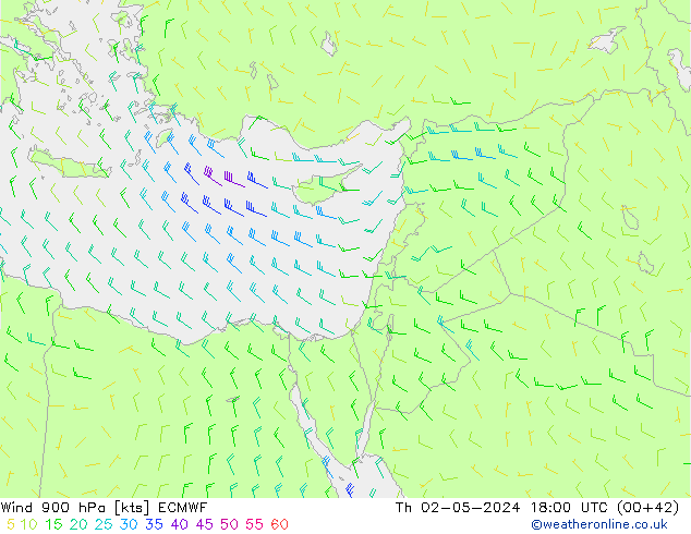 ветер 900 гПа ECMWF чт 02.05.2024 18 UTC