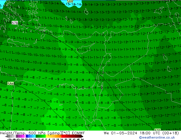 Z500/Rain (+SLP)/Z850 ECMWF mié 01.05.2024 18 UTC