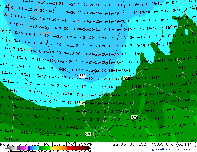 Z500/Regen(+SLP)/Z850 ECMWF zo 05.05.2024 18 UTC