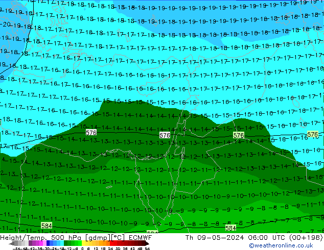 Z500/Yağmur (+YB)/Z850 ECMWF Per 09.05.2024 06 UTC