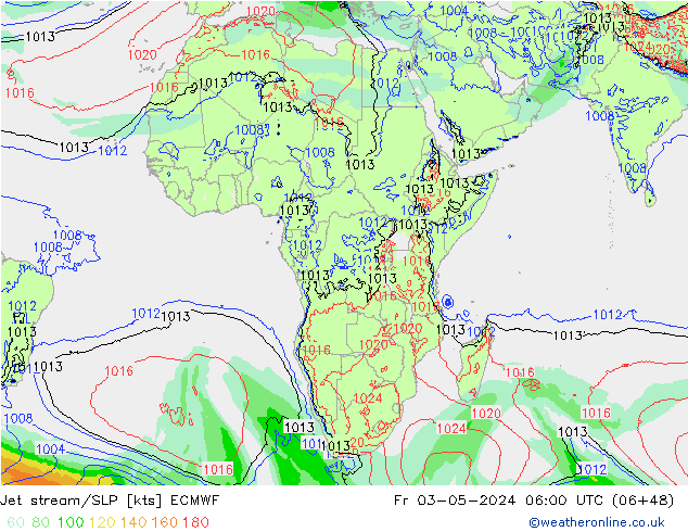 Corriente en chorro ECMWF vie 03.05.2024 06 UTC