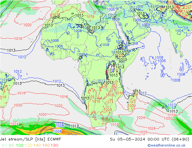 Jet stream/SLP ECMWF Ne 05.05.2024 00 UTC