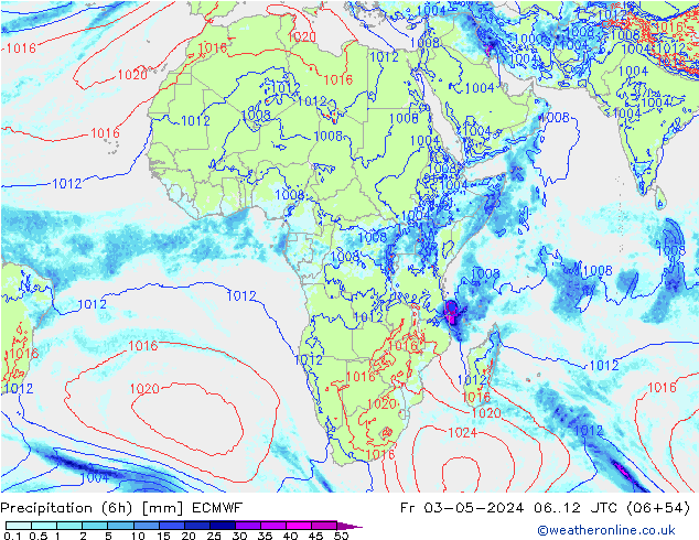 Z500/Rain (+SLP)/Z850 ECMWF Fr 03.05.2024 12 UTC