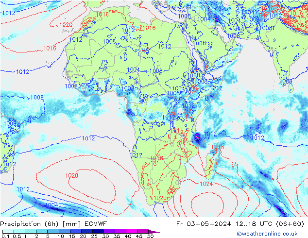 Precipitazione (6h) ECMWF ven 03.05.2024 18 UTC