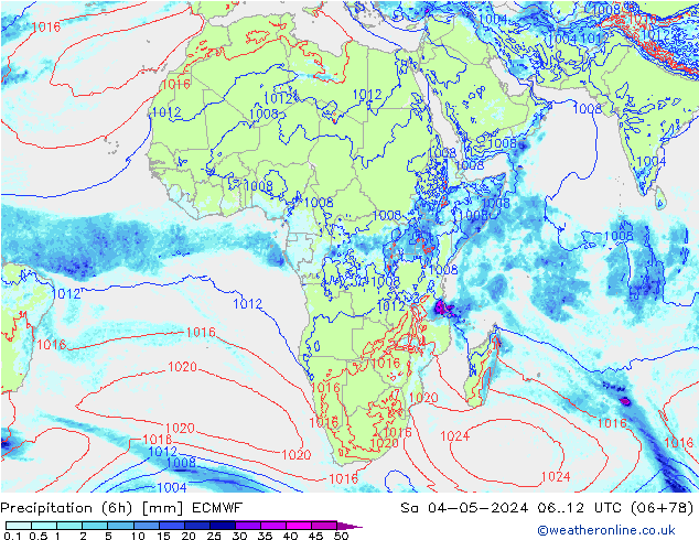 Z500/Rain (+SLP)/Z850 ECMWF sab 04.05.2024 12 UTC