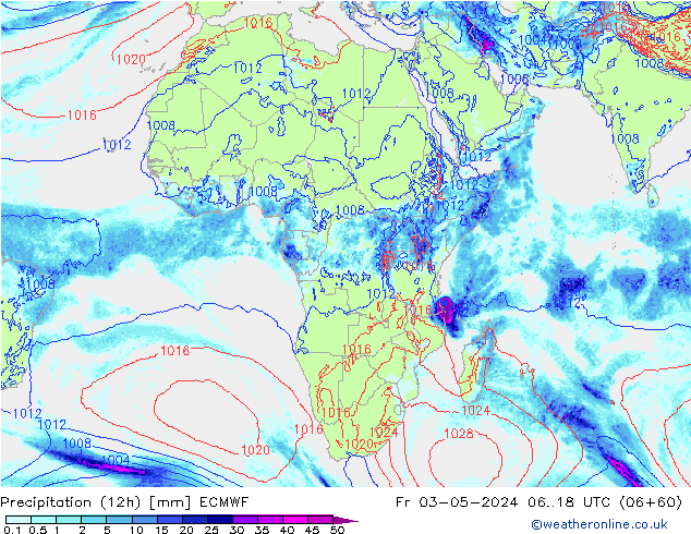 осадки (12h) ECMWF пт 03.05.2024 18 UTC