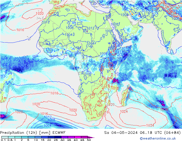 Precipitation (12h) ECMWF Sa 04.05.2024 18 UTC