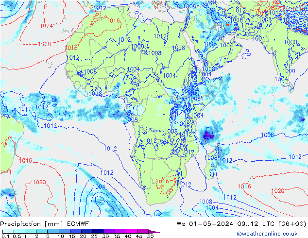 Precipitation ECMWF We 01.05.2024 12 UTC