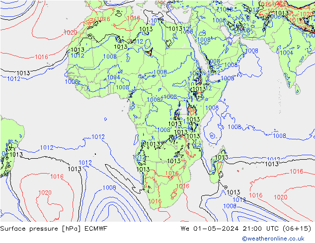 Luchtdruk (Grond) ECMWF wo 01.05.2024 21 UTC