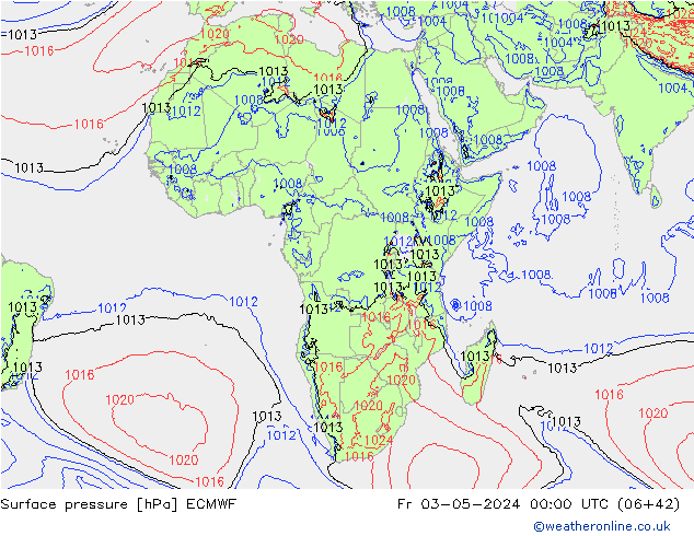 Atmosférický tlak ECMWF Pá 03.05.2024 00 UTC