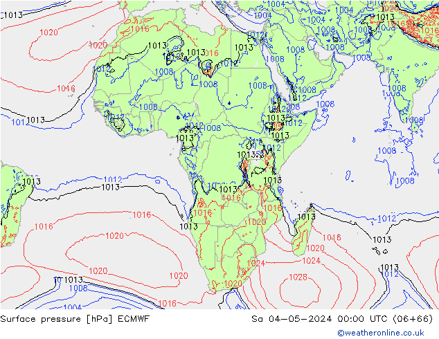 pressão do solo ECMWF Sáb 04.05.2024 00 UTC