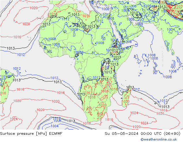 Surface pressure ECMWF Su 05.05.2024 00 UTC