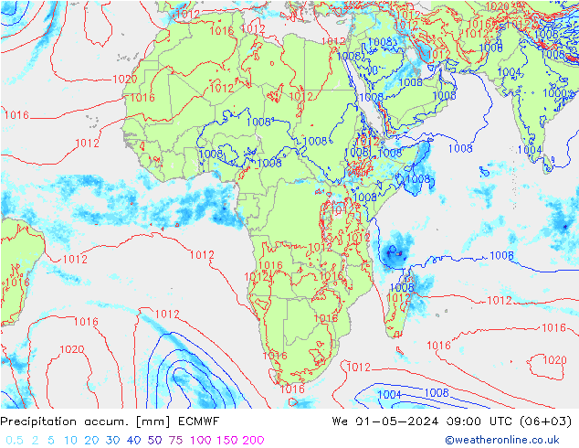 Precipitation accum. ECMWF We 01.05.2024 09 UTC