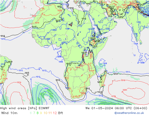 High wind areas ECMWF We 01.05.2024 06 UTC