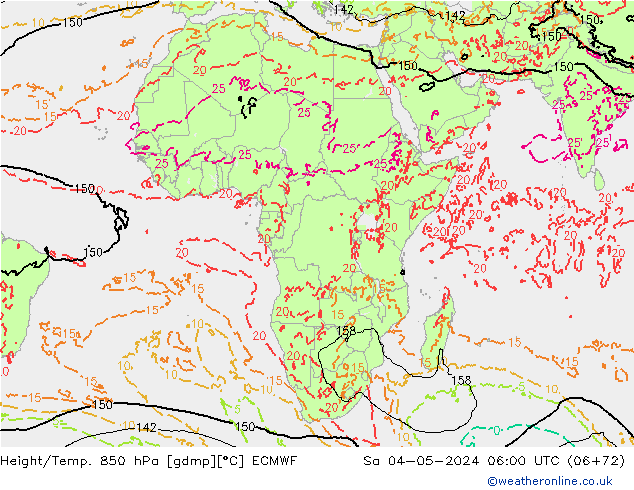 Height/Temp. 850 hPa ECMWF Sa 04.05.2024 06 UTC