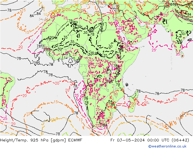 Height/Temp. 925 hPa ECMWF Fr 03.05.2024 00 UTC