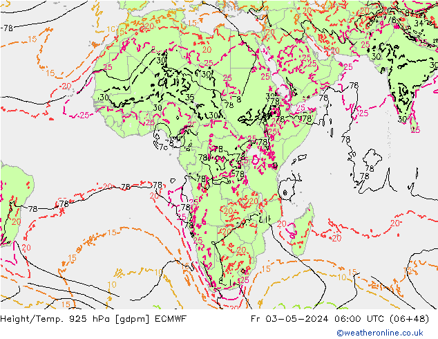 Height/Temp. 925 hPa ECMWF Sex 03.05.2024 06 UTC