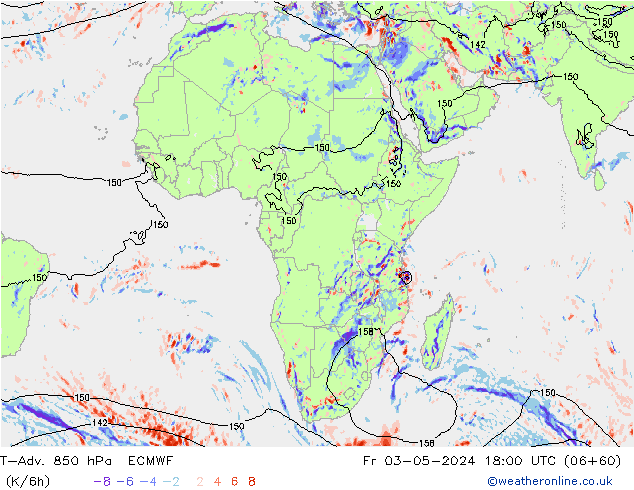 T-Adv. 850 hPa ECMWF Fr 03.05.2024 18 UTC