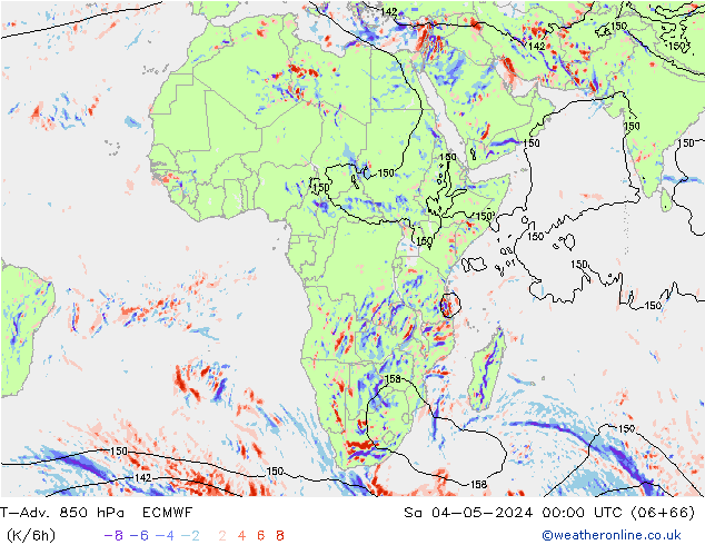 T-Adv. 850 гПа ECMWF сб 04.05.2024 00 UTC