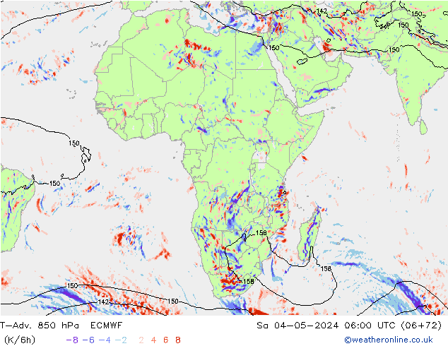 T-Adv. 850 hPa ECMWF Sa 04.05.2024 06 UTC