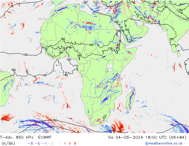 T-Adv. 850 hPa ECMWF Sa 04.05.2024 18 UTC