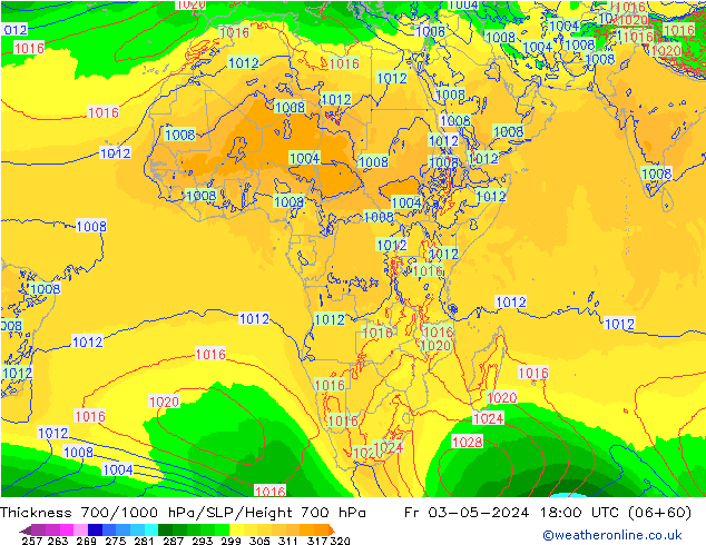 Thck 700-1000 hPa ECMWF Fr 03.05.2024 18 UTC