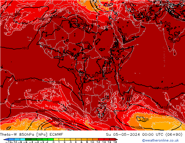 Theta-W 850hPa ECMWF zo 05.05.2024 00 UTC