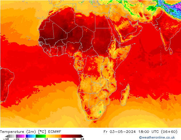 Sıcaklık Haritası (2m) ECMWF Cu 03.05.2024 18 UTC