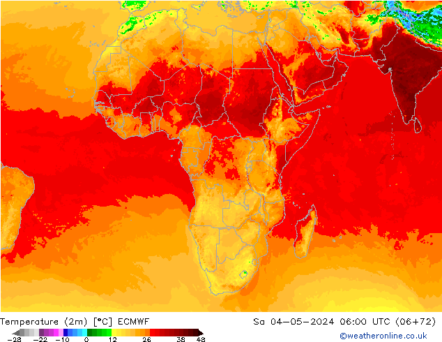 Temperature (2m) ECMWF Sa 04.05.2024 06 UTC